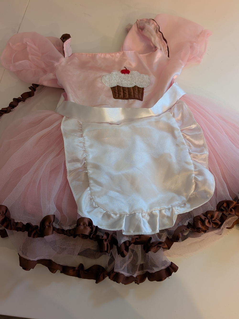 Pink Cupcake Princess Tutu Costume with White Apron Halloween Preschool